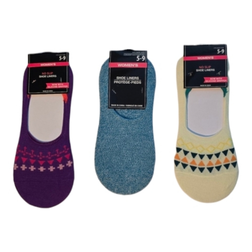 3 Pair Women's No Slip Shoe Liners